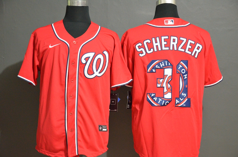 2020 Men Washington Nationals #31 Scherzer red Game MLB Jerseys